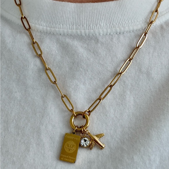 Jewelry - 18K Gold Travel Charm Necklace
